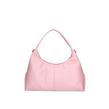 Geanta hobo de piele granulata - Roz pastel