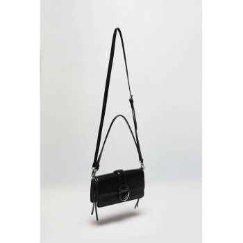 Geanta pe umar cu catarama argintie neagra ONE SIZE