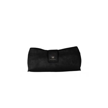 Geanta plic de piele intoarsa sintetica Sandra - Negru