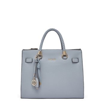 Geanta shopper cu detaliu lant - Albastru deschis