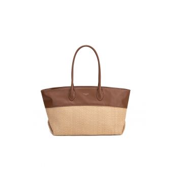 Geanta shopper cu insertie cu aspect tesut Valoria Plus - Maro camel