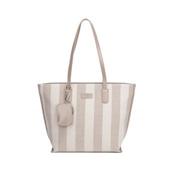 Geanta shopper cu model in dungi Celestea Pro - Gri