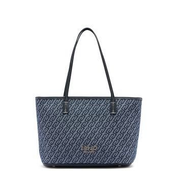 Geanta shopper cu model si logo - Bleumarin
