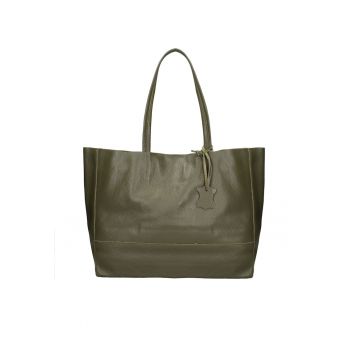 Geanta shopper de piele Ciel - Kaki inchis