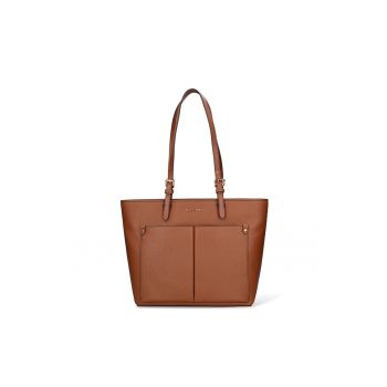 Geanta shopper de piele ecologica Aurelie Pro - Maro