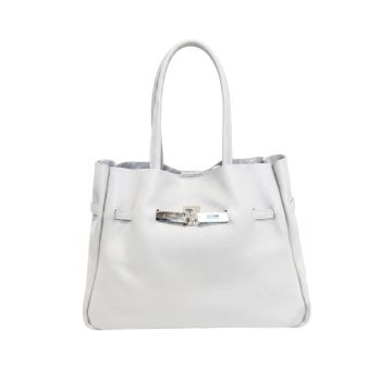 Geanta shopper de piele Marcella - Alb