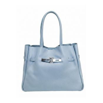 Geanta shopper de piele Marcella - Albastru deschis
