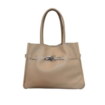 Geanta shopper de piele Marcella - Maro taupe deschis