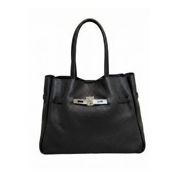 Geanta shopper de piele Marcella - Negru