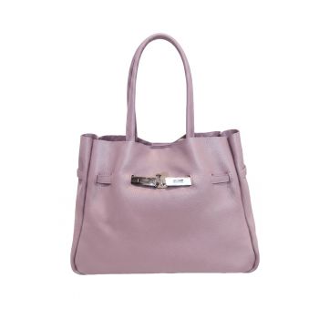 Geanta shopper de piele Marcella - Roz pastel