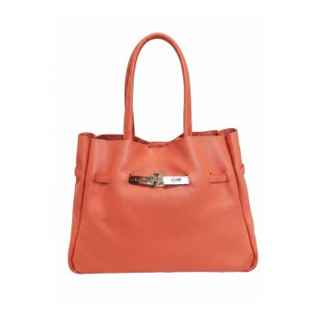 Geanta shopper de piele Marcella - Roz somon