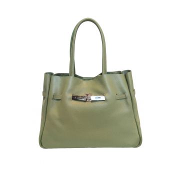 Geanta shopper de piele Marcella - Verde stins