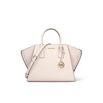 Geanta shopper de piele Solara Lux - Alb