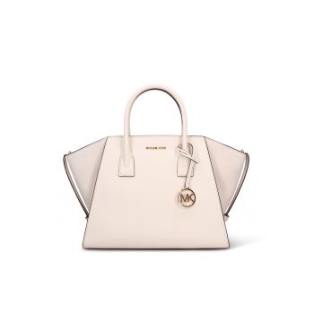 Geanta shopper de piele Solara Lux - Alb