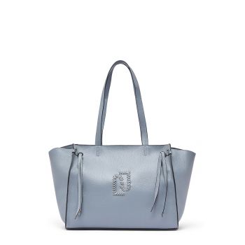 Geanta shopper din piele ecologica - Albastru deschis