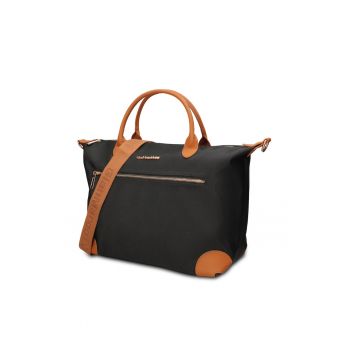 Geanta shopper din piele ecologica Elowen Prime - Negru/Maro