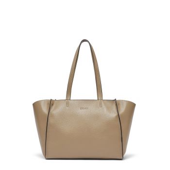 Geanta shopper din piele ecologica - Maro/Bej