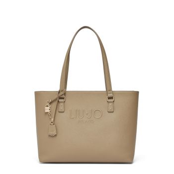 Geanta tote cu logo in relief - Maro/Bej