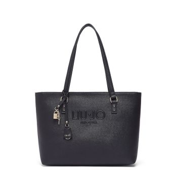 Geanta tote cu logo in relief - Negru