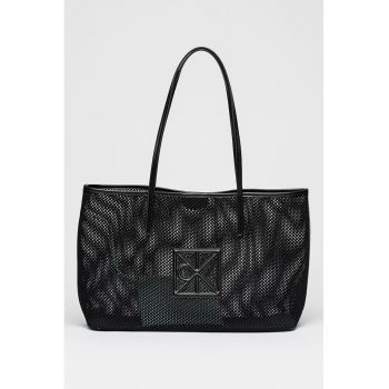 Geanta tote de plasa cu logo - Negru