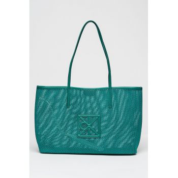 Geanta tote de plasa cu logo - Verde smarald