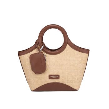 Geanta tote in doua nuante Novara Plus - Maro cognac/Bej