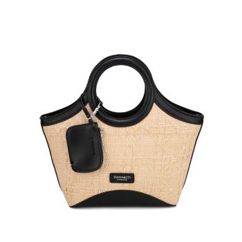 Geanta tote in doua nuante Novara Plus - Negru/Bej