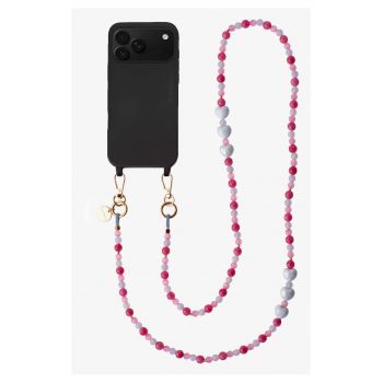 Lant crossbody din pietre naturale pentru telefon - Aqua Rose - 120 cm