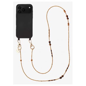 Lant crossbody din pietre naturale pentru telefon - Mocha Glow - 120 cm