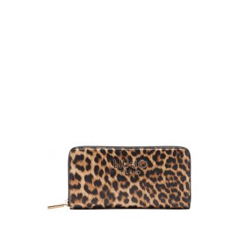 Portofel cu femoar si animal print - Maro/Galben