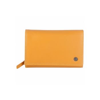 Portofel dama piele naturala 15.5 x 10 x 3.5 cm - Spongy Nappa - - Galben