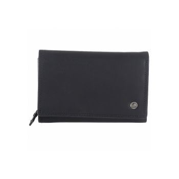 Portofel dama piele naturala 15.5 x 10 x 3.5 cm - Spongy Nappa - - Negru