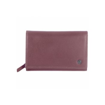 Portofel dama piele naturala 15.5 x 10 x 3.5 cm - Spongy Nappa - - Visiniu