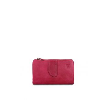 Portofel din piele cu capsa Caspian - Fucsia