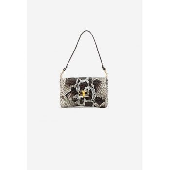 Poseta dama maro din piele texturata animal print