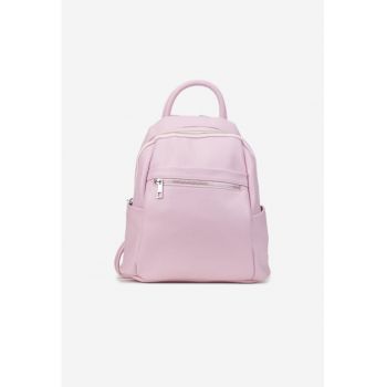 Rucsac dama roz deschis din piele naturala