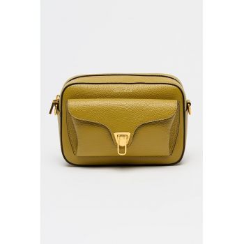 Geanta crossbody de piele cu barera detasabila Beat Soft - Negru/Verde masliniu