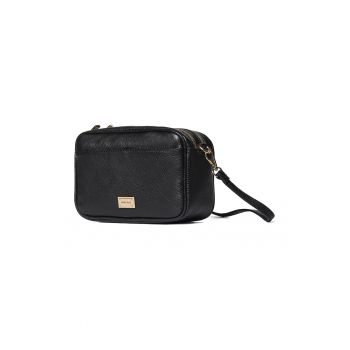 Geanta crossbody de piele cu bareta textila Seraphina Prime - Negru