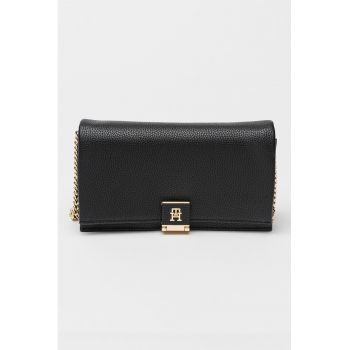 Geanta crossbody de piele ecologica cu bareta din lant - Negru
