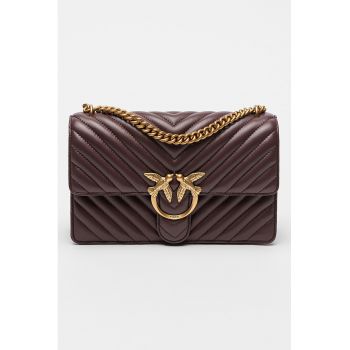 Geanta crossbody de piele Love One Classic - Violet aubergine
