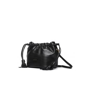 Geanta crossbody de piele Serenitate - Negru