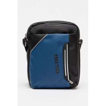 Geanta crossbody din material textil - Negru/Albastru inchis