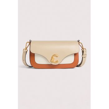 Geanta crossbody din piele C-Me - Caramel/Crem