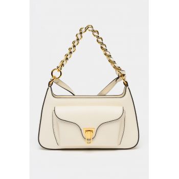 Geanta crossbody din piele cu bareta detasabila din lant Beat Generatio - Alb fildes/Negru