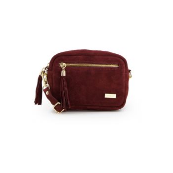 Geanta crossbody din piele intoarsa cu bretea detasabila