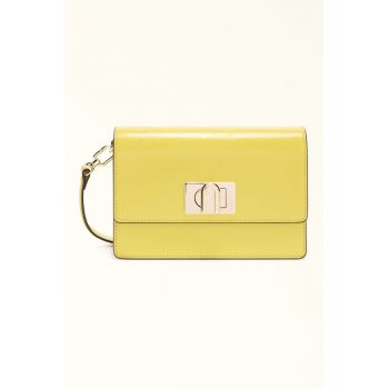 Geanta crossbody mini din piele 1927 - Galben pal