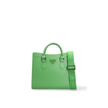 Geanta de piele ecologica cu maner si bareta cu logo Ellora Pro - Verde