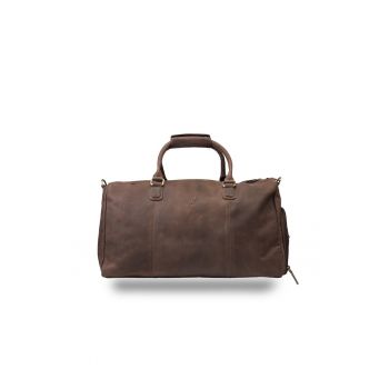 Geanta de voiaj/fitness din piele naturala maro inchis Travel Bag
