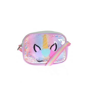 Geanta multicolora cu imprimeu unicorn