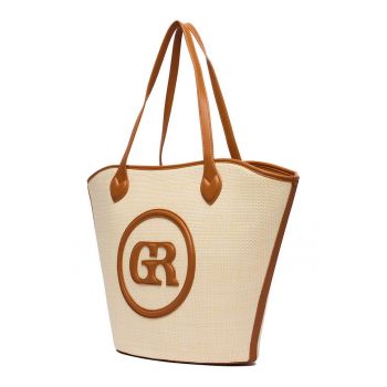 Geanta shopper  alb sintetic 30x40cm